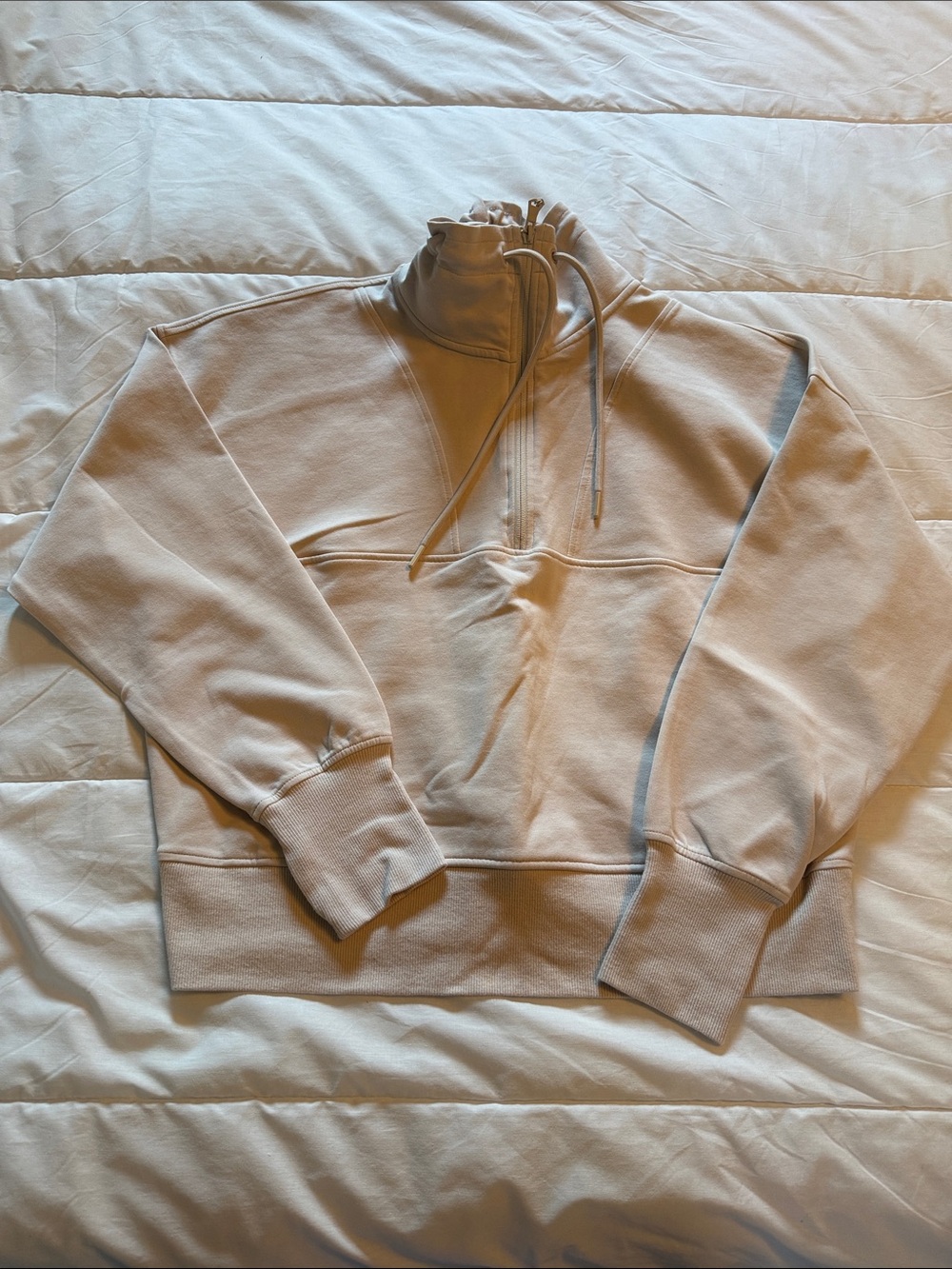 Old Navy Beige Half-Zip Drawstring Sweatshirt